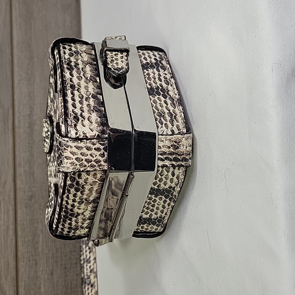 Talbots Python Leather Box Frame Kisslock Crossbo… - image 7